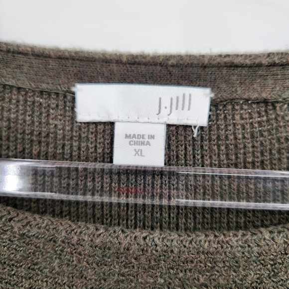 J. Jill Pullover Knit Side Zip Sweater Womens Size XL Olive Green Long Sleeve - Picture 4 of 7